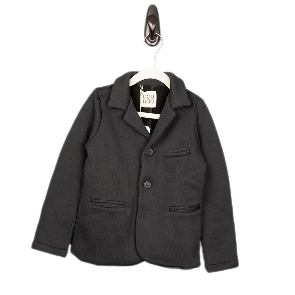 Dou Dou Boys' Wool Notched-Lapel Blazer w/ Tags, Gray, Size: 6